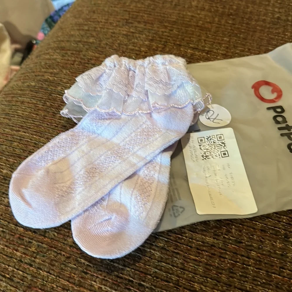 PATPAT baby girls Lace Trim Mesh Thin Socks Bundle of 3 - Mixed Sizes